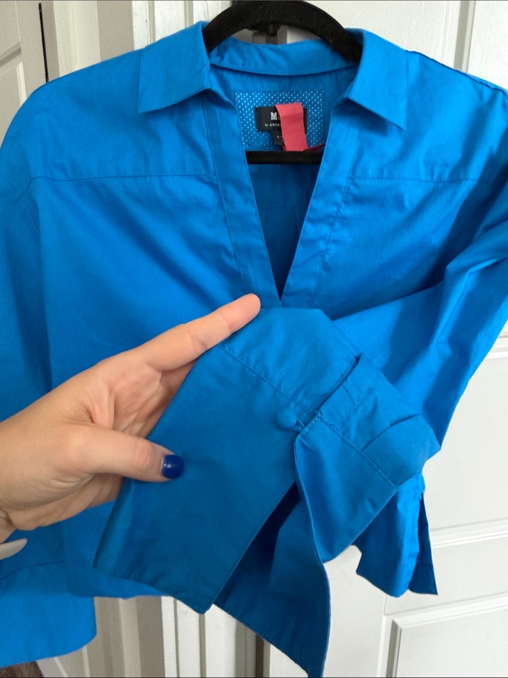 Anthropologie Maeve Poplin V-Neck Blouse - Picture 3 of 9